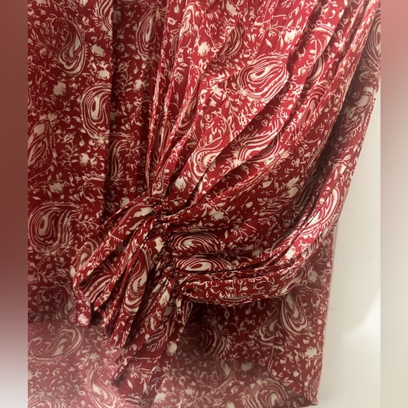 NWT! JODIFIL Paisley Print Buttoned Front Pleated Balloon Sleeve Chiffon Blouse - Picture 7 of 12